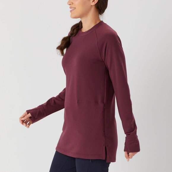 Duluth Trading Co Women's Size M Dry and Mighty Fleece Tunic Sweatshirt Burgundy - Picture 2 of 12